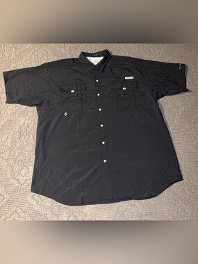 Columbia Big&Tall PFG Bahama Short-Sleeve Sport Shirt-Black Men’s Size-2XT/2TL